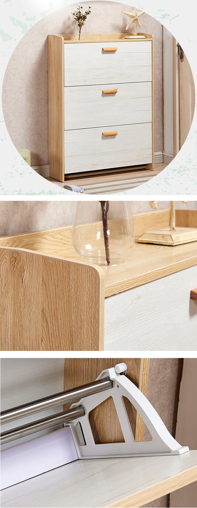 Conception simple moderne portative de mélamine de Cabinet en bois enduit abordable de chaussure
